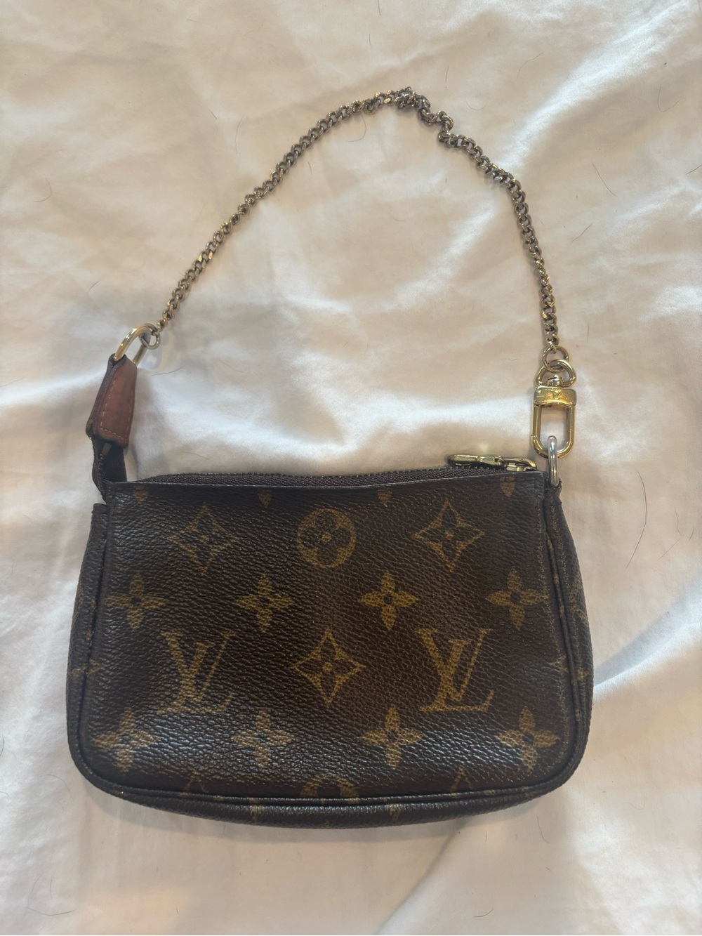 Louis Vuitton Monogram Mini Chain Pochette in Brown and Gold